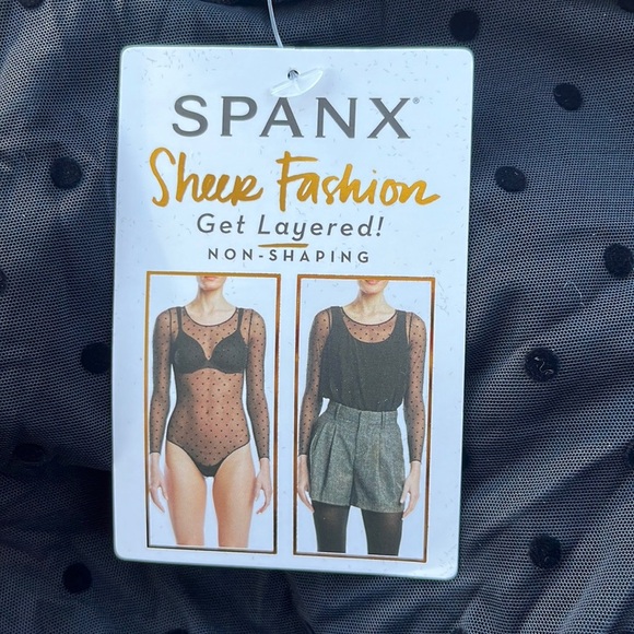 NEW SPANX - Smoothing Mesh Flocked Dot Thong Bodysuit - Picture 6 of 9